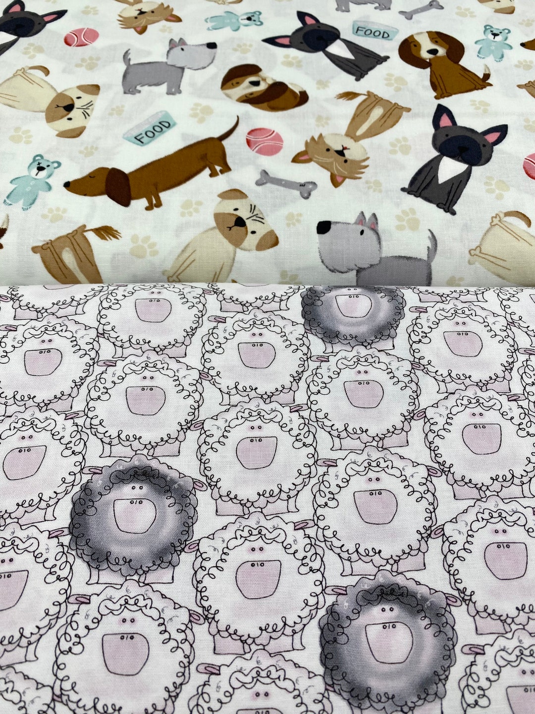 Paw-sitively Awesome Fabric 100% Cotton Sheep and Dog Studio E Fabric A ...