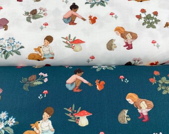 Forest Play Fabric Bedding 100% Cotton Michael Miller Fabrics Midnight Forest Collection Fabric by Yard Woodland Animal Cotton Nature Fabric