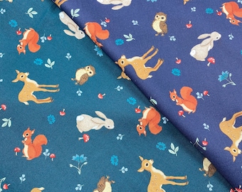 Forest Babies Fabric Bedding 100% Cotton Michael Miller Fabrics Midnight Forest Animals Fabric by Yard Woodland Animal Cotton Nature Fabric