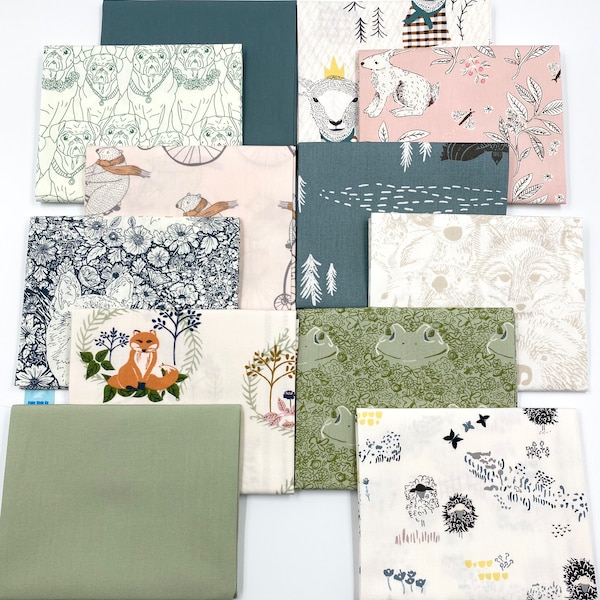 Bundle Up 12 Fat Quarters Bundle Fabric Art Gallery Animalia Edition 100% Premium Cotton Fabric Bundle Quilting Bundle Fat Quarter Fabric