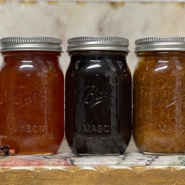 FRESH Home-Made Organic Jam, Fruit Butter, and Syrup Set of 3 -  All Natural Great For Gifts