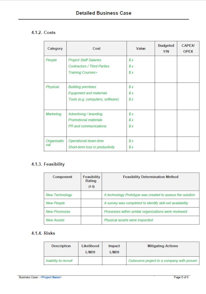 Detailed Business Case Template - Etsy