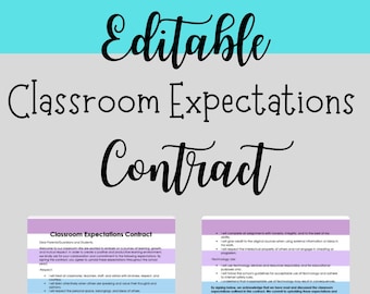 Editable Classroom Expectations Contract