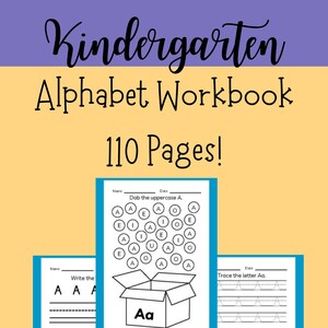Pasta de trabalho do alfabeto de 110 páginas-Reconhecimento de letras-Tracing-Phonics-PreK Workbook-Kindergarten Workbook-Printable Workbook-Download instantâneo