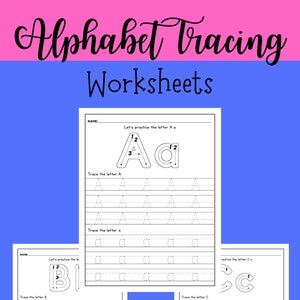 May include: Black and white alphabet tracing worksheets for children. The worksheets feature the letters A, B, and C with dotted lines for tracing. The worksheets are designed to help children learn to write the alphabet.