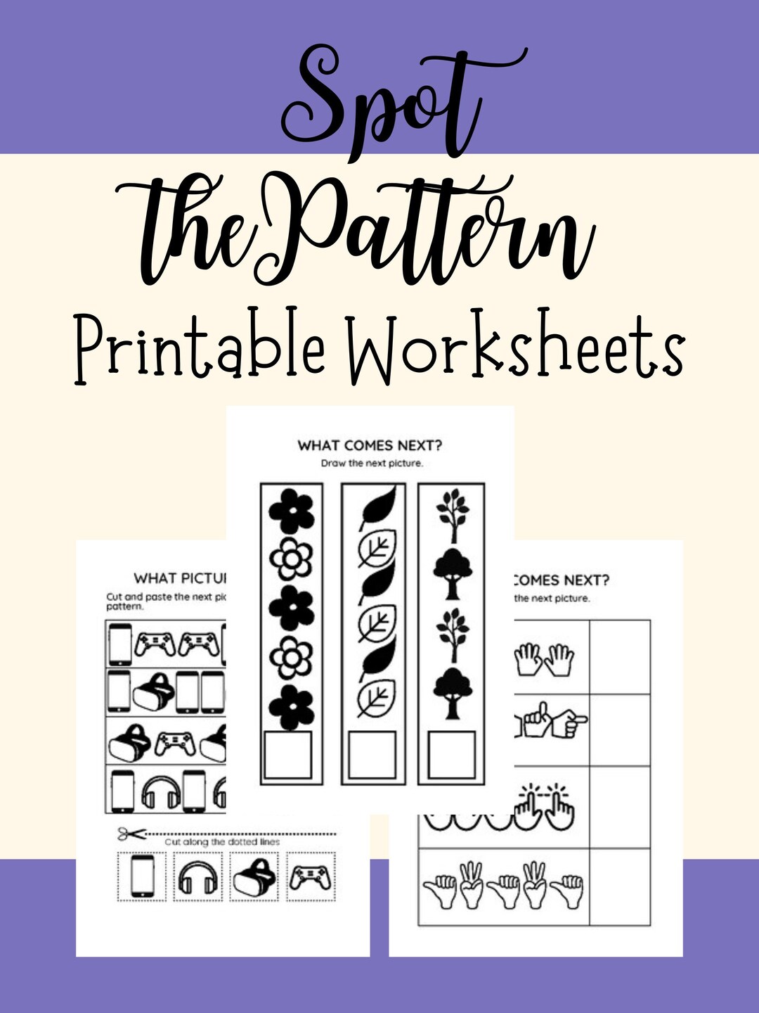 Spot the Pattern-no Prep Printable Worksheets-finish the Pattern-skip ...