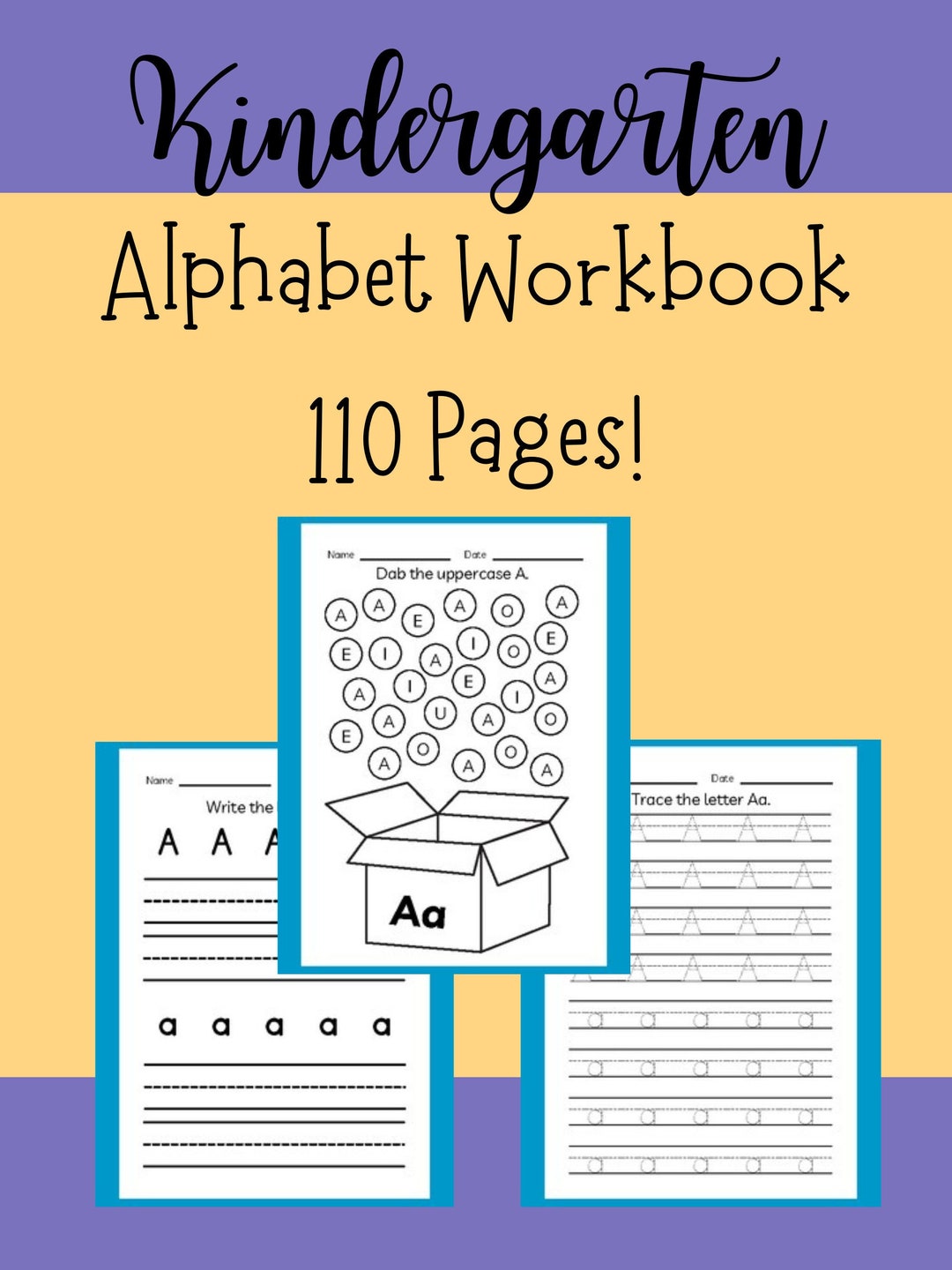 110 Page Alphabet Workbook-letter Recognition-tracing-phonics-prek ...