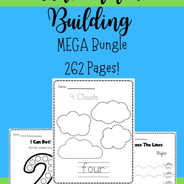 262 Page Fine Motor Building Activity Pages-PreK to 1st Grade Printable Worksheets-Small Motor Practice-Handwriting-Teacher Resource Digital