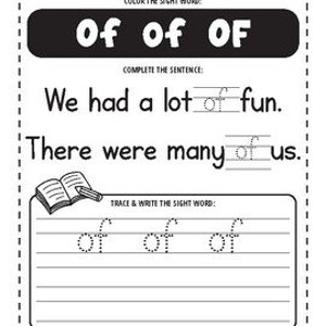 Kindergarten Sight Word Printable Workbook-fry's 1-100 Kindergarten ...