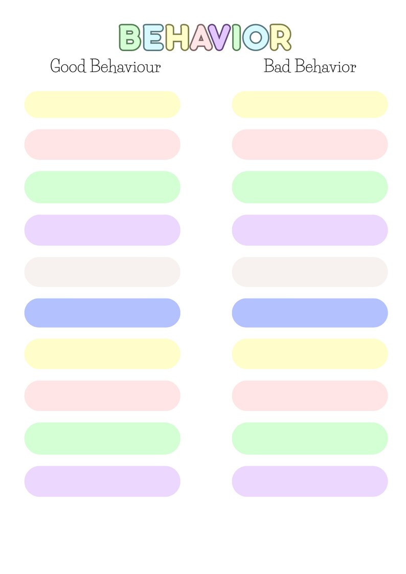 Behaviour Colorful Lettering Behavior Workbook for Students-coping Skills-behavior Chart-trigger ...