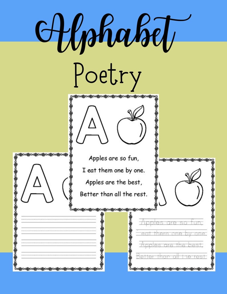 Alphabet Poetry Printablereading, Tracing & Writing Poetryabc