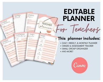 The ULTIMATE Editable Teacher Planner-Teacher Organizer-Student Info-Lesson Plans-Calendar-Grades & Assessment Tracker-Small Group Organizer