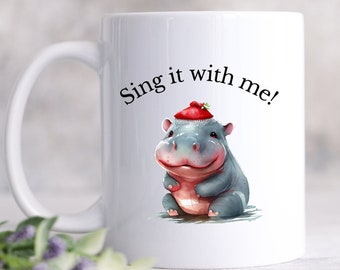 Hippopotamus mug, hippo mug, hippo for christmas, gift for hippo lovers, hippopotamus coffee cup, hippo coffee cup