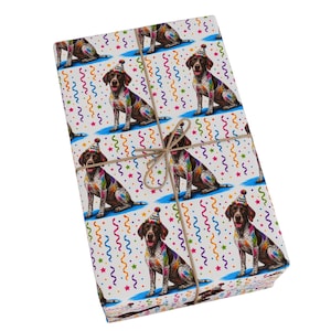German Shorthaired Pointer Rainbow Pop Art Wrapping Paper, Birthday Dog Gift Wrap