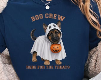 German Shepherd Boo Crew Halloween Shirt, Here for the Treats Dog Mom Tee