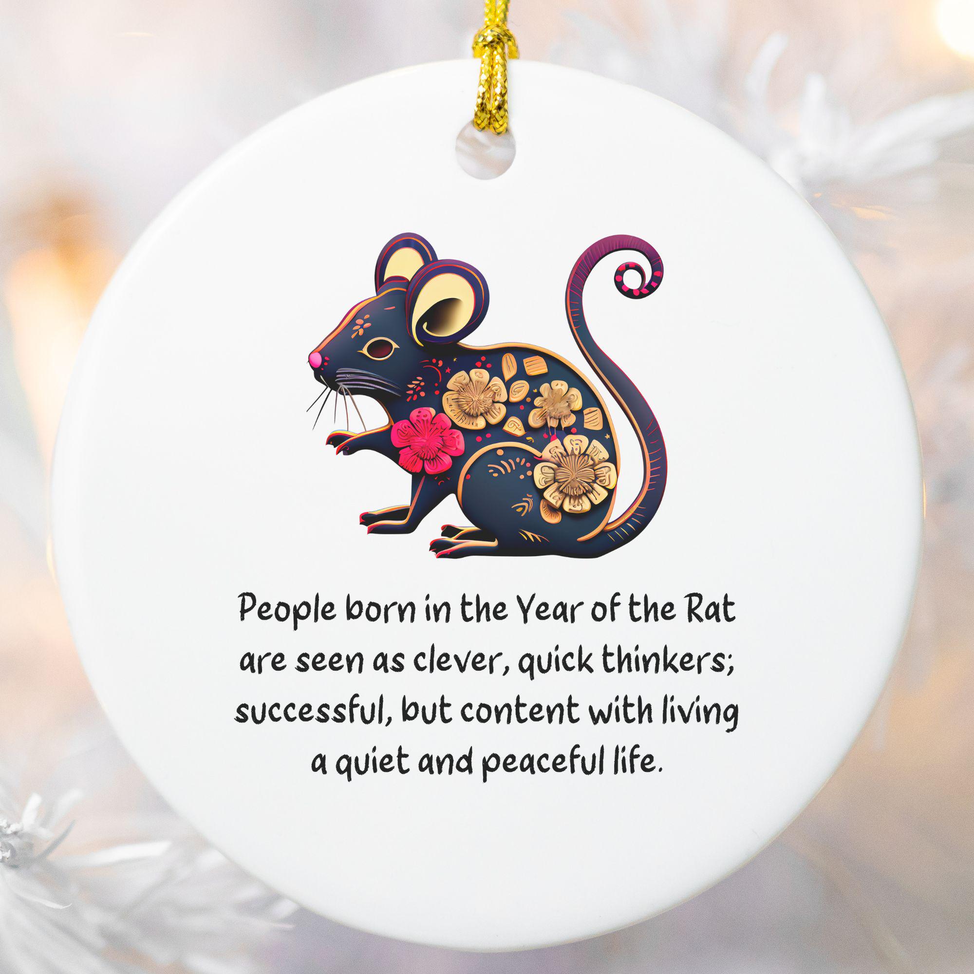 Chinese Zodiac Rat Ornament, Year of the Rat Horoscope Gift 