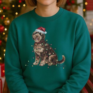 Christmas Portuguese Water Dog Sweatshirt, Christmas Lights Dog Sweatshirt, Christmas Dog, Portuguese Water Dog Mom, Gift for Dog Lover