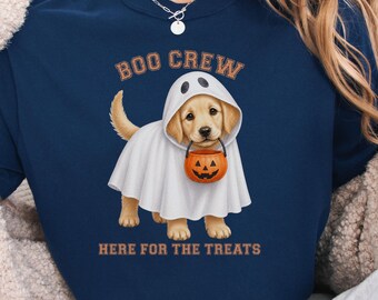 Golden Retriever Boo Crew Halloween Shirt, Here for the Treats Dog Mom Tee