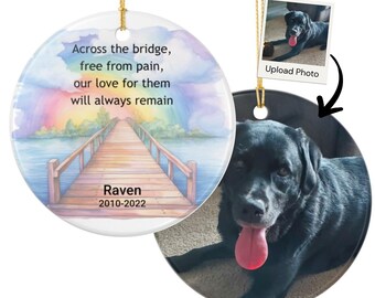 Pet Memorial Two-Sided Ornament, Rainbow Bridge Keepsake, Dog Cat Loss Sympathy Gift