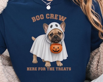 French Bulldog Boo Crew Halloween Shirt, Here for the Treats Dog Mom Tee