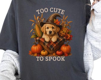 Golden Retriever Halloween Shirt, Too Cute To Spook Fall Dog Lover Tee