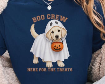 English Cream Golden Boo Crew Halloween Shirt, Here for the Treats Dog Mom Tee