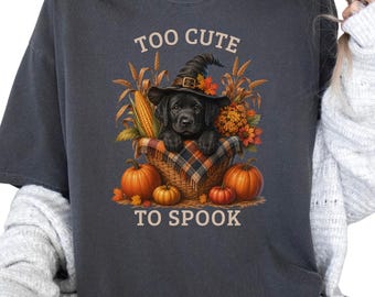 Black Lab Halloween Shirt, Too Cute To Spook Fall Dog Lover Tee