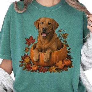Fox Red Lab Pumpkin Shirt, Autumn Labrador Dog Lover Comfort Colors Tee