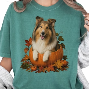 Rough Collie Pumpkin Fall Dog Shirt, Autumn Collie Lover Tee