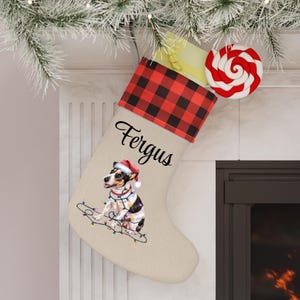Personalized Rat Terrier Christmas Stocking, Holiday Decor Gift for Pet Lovers