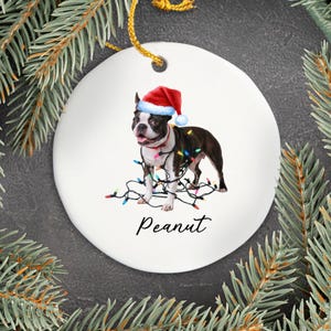 Boston Terrier Christmas Ornament, Personalized Pet Keepsake, Ceramic Dog Lover Gift, Custom Boston Terrier Decor, Unique Pet Tree Decoratio