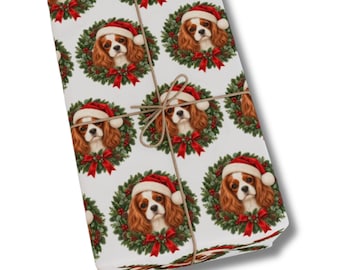 Carta da regalo natalizia con motivo Cavalier Blenheim, carta da regalo con Cavalier King Charles Spaniel, carta da regalo per amanti dei cani per le feste.