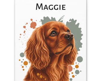 Personalized Ruby Cavalier Canvas, Custom King Charles Spaniel Name Wall Art
