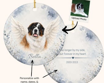 Personalized Pet Memorial Ornament, Custom Rainbow Bridge Photo Keepsake Gift