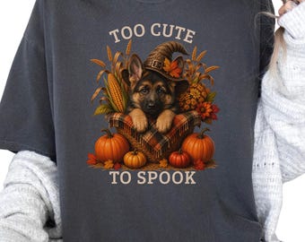 German Shepherd Halloween Shirt, Too Cute To Spook Fall Dog Lover Tee