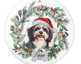 Personalized Havanese Christmas Ornament, Custom Dog Name Keepsake