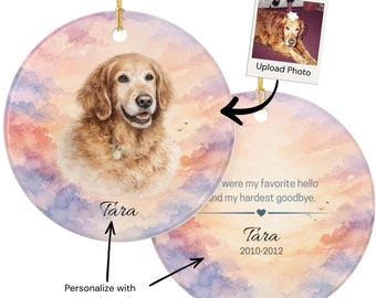 Personalized Pet Memorial Ornament, Custom Photo Rainbow Bridge Christmas Keepsake