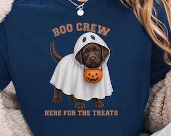 Chocolate Lab Boo Crew Halloween Shirt, Here for the Treats Dog Mom Tee