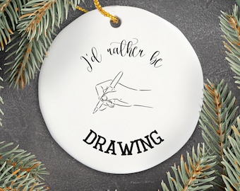 Drawing Ornament, Sketch Ornament, Artist Gift, Gift for Drawer, Crafty Gift, Doodle Decoration, Drawing Lover Gift, Artsy Ornament