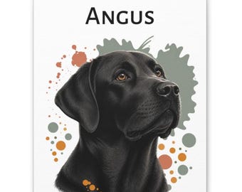 Personalized Black Labrador Canvas, Black Lab Wall Art with Custom Name