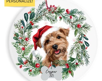 Personalized Norfolk Terrier Christmas Ornament Custom Dog Name Holiday Keepsake