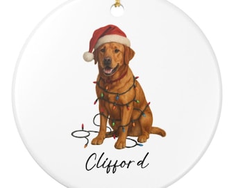 Personalized Fox Red Labrador Christmas Ornament, Custom Dog Lover Gift