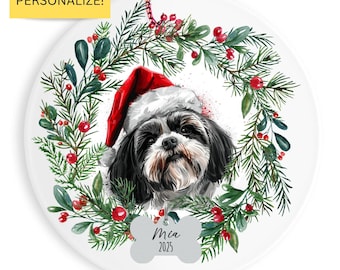 Personalized Shih Tzu Ornament, Custom Dog Christmas Keepsake, Customized Pet Name Ornament, Pet Memorial Ornament, Custom Dog Keepsake