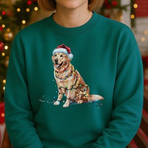 Christmas Golden Retriever Sweatshirt, Christmas Lights Dog Sweatshirt, Christmas Dog, Golden Mom, Gift for Dog Lover, Golden Retriever