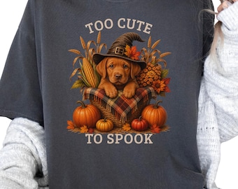 Fox Red Lab Halloween Shirt, Too Cute To Spook Fall Dog Lover Tee