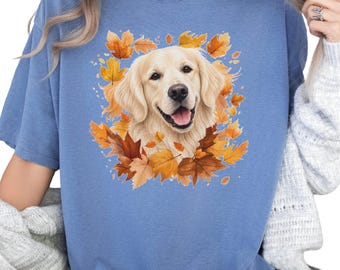 English Cream Golden Retriever Fall Shirt, Autumn Dog Mom Comfort Colors Tee
