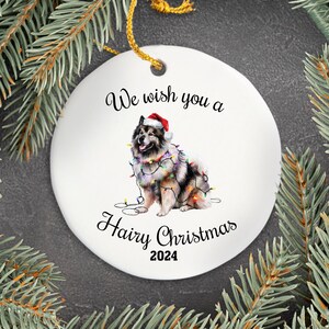 Christmas Keeshond Ornament, Christmas Lights Dog Keepsake, Christmas Dog, Gift For Dog Lover, Keeshond Mom, Keeshond