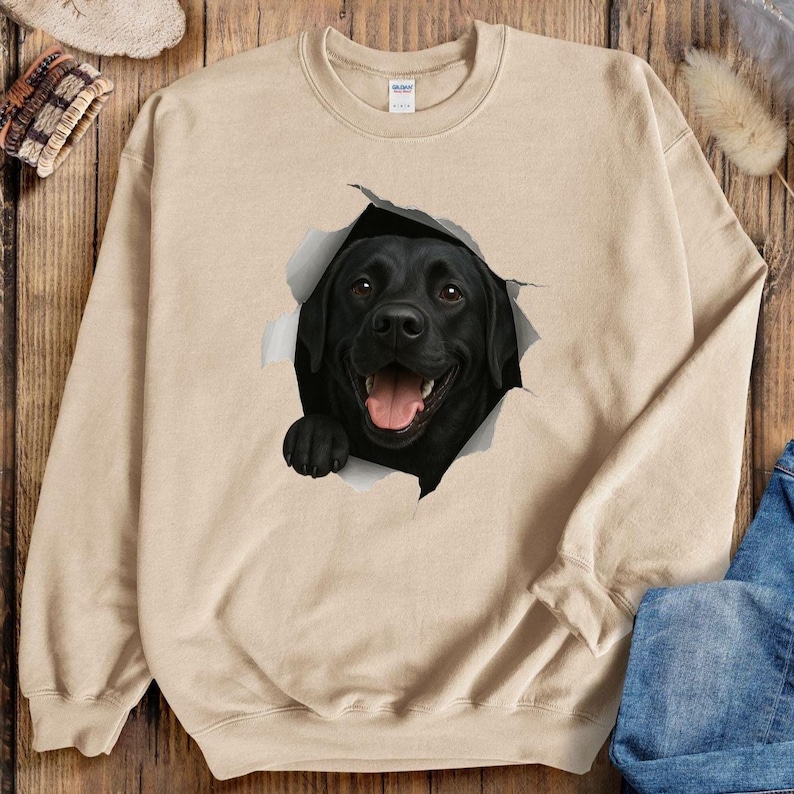 Peeking Black Lab Sweatshirt – Cute Dog Lover Gift, Funny Labrador ...