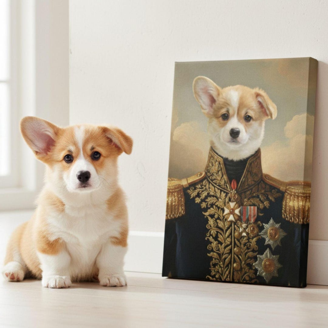 Custom Royal Dog Portrait, Personalized Pet Wall Art, Funny Renaissance ...