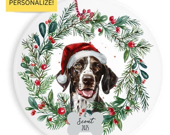 Personalized English Pointer Christmas Ornament, Custom Dog Name Keepsake